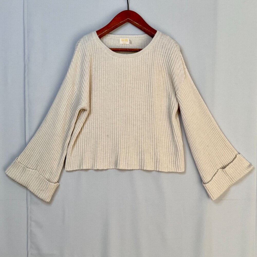 Nation LTD Jude Cream Baby Alpaca Blend Bell Cuff Sleeve Oversized Sweater Small - Picture 2 of 12